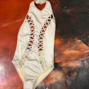 White one piece bathing suit